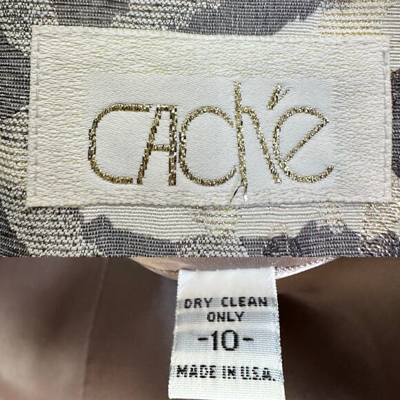 Caché Jacquard Blazer Size 10 Metallic Zebra Floral Print Longline Vintage Y2k - Picture 5 of 16